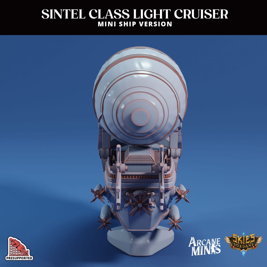 3D Printed Sordane Publishing Arcane Minis Mini Ships Mini Ship - Sintel Light Cruiser 28 32mm D&D - 3D Printing Boss