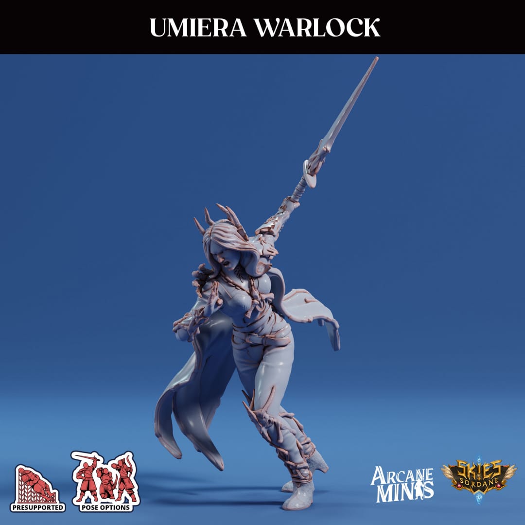 3D Printed Sordane Publishing Arcane Minis Umiera Female Warlock Cult of Umiera 28 32mm D&D - 3D Printing Boss