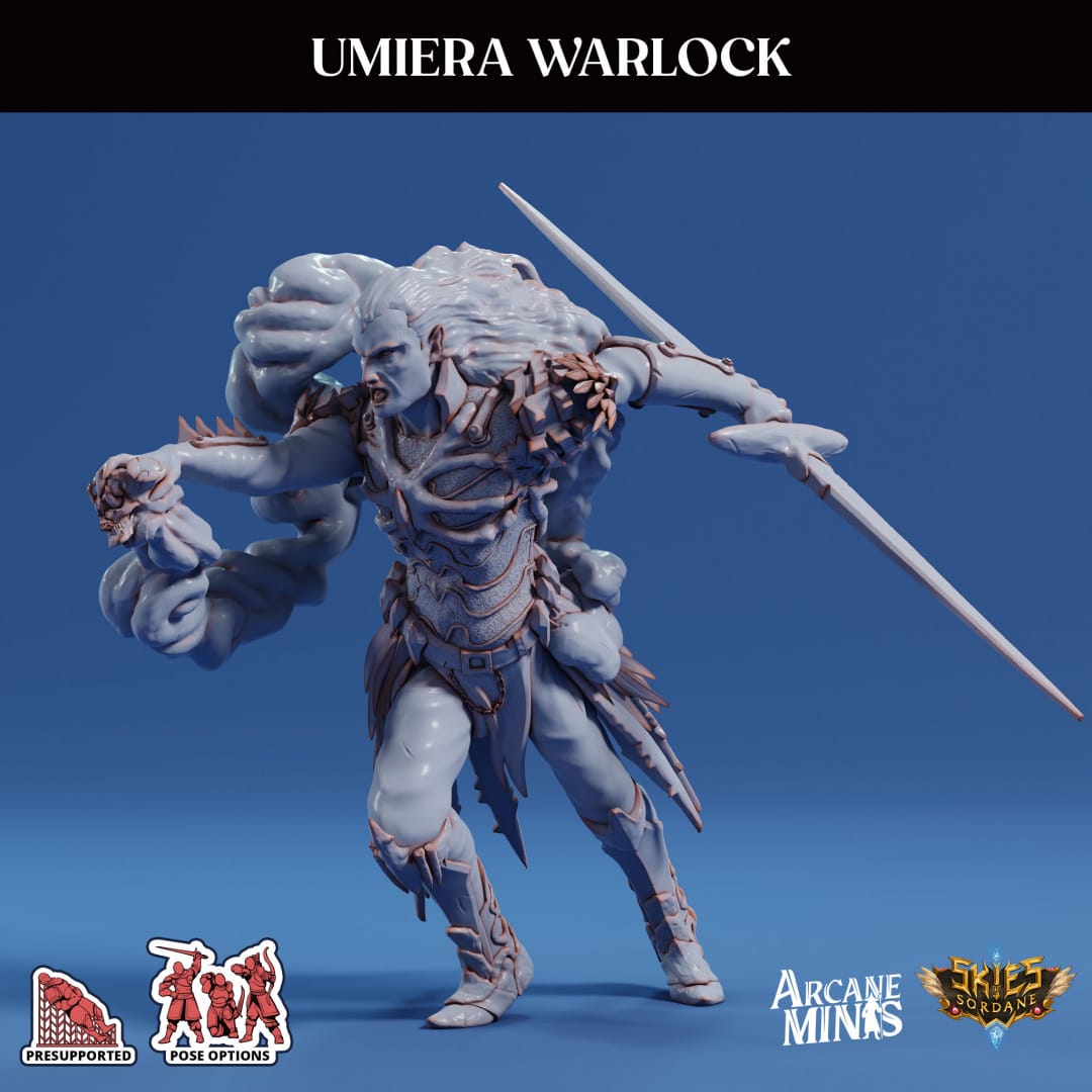 3D Printed Sordane Publishing Arcane Minis Umiera Male Warlock Cult of Umiera28 32mm D&D - 3D Printing Boss