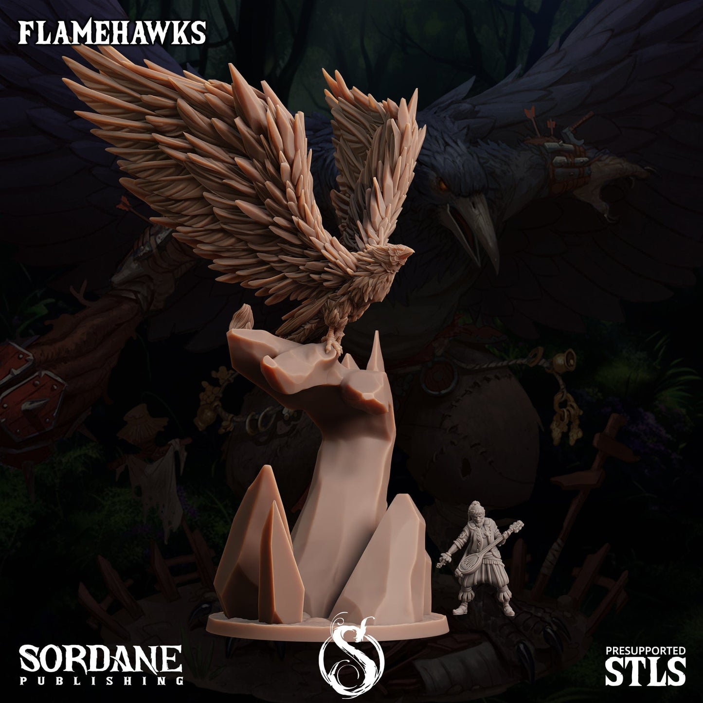3D Printed Sordane Publishing Crystal Flamehawk Burrows Below 28 32mm D&D - 3D Printing Boss