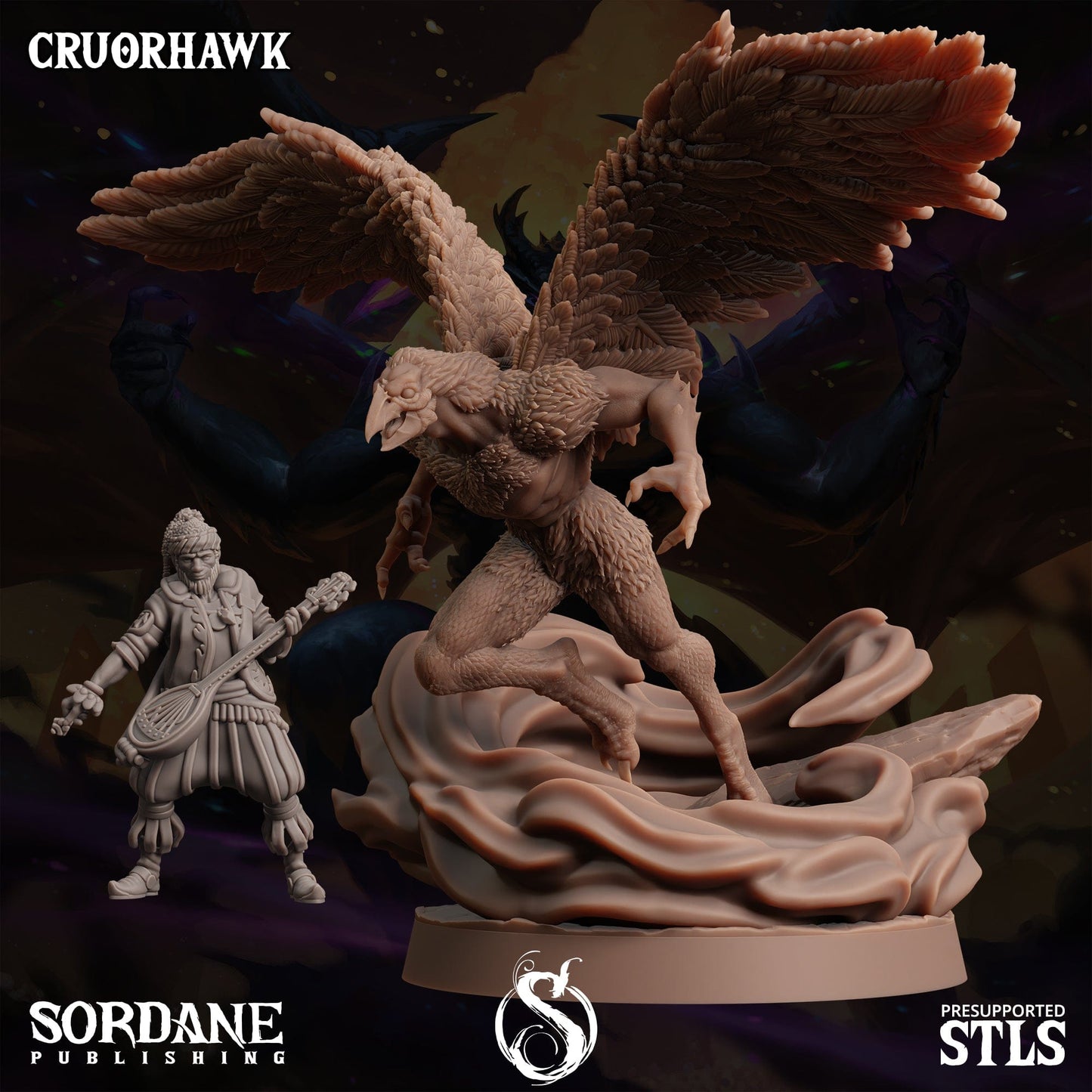 3D Printed Sordane Publishing Curorhawk Monster Mayhem II 28 32mm D&D - 3D Printing Boss