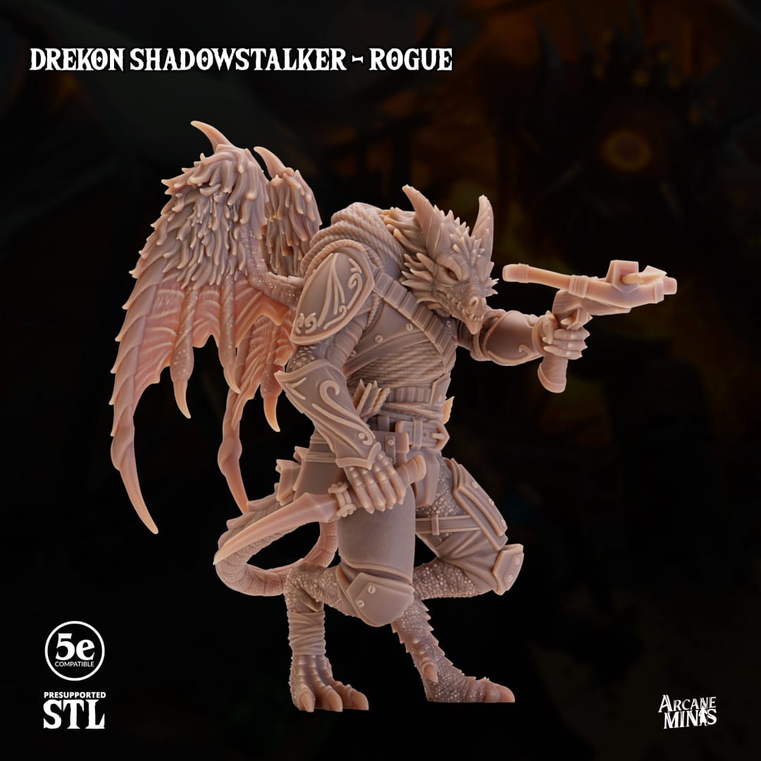 3D Printed Sordane Publishing Drekon Shadowstalker Rogue Set 28 32mm D&D - 3D Printing Boss