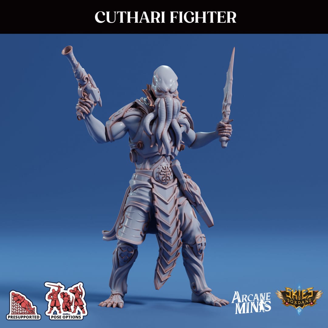 3D Printed Sordane Publishing Echoes of Madness - A Sordane Stories Cuthari Fighter 28 32mm D&D - 3D Printing Boss