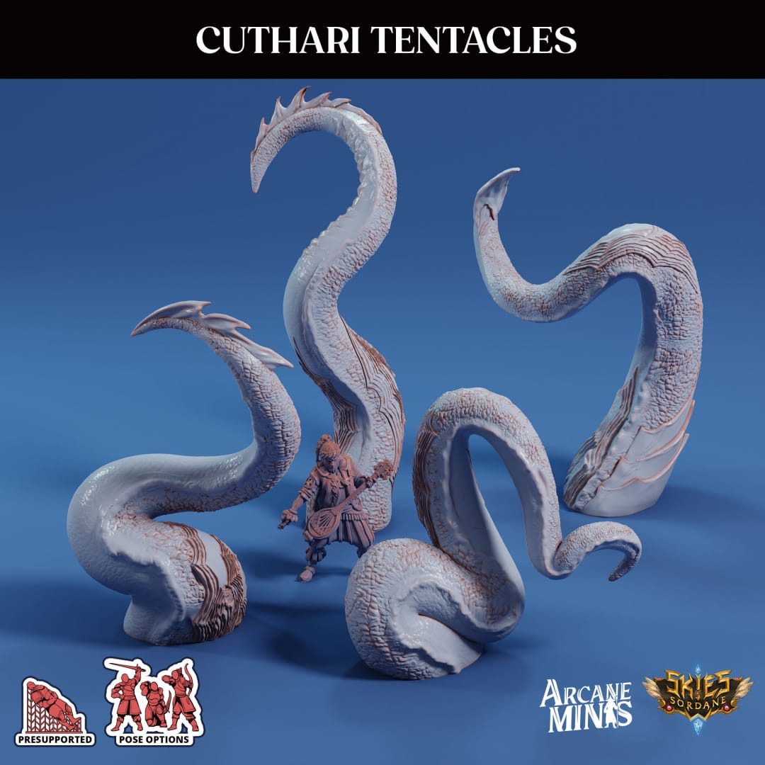 3D Printed Sordane Publishing Echoes of Madness - A Sordane Stories Cuthari Tentacles 28 32mm D&D - 3D Printing Boss