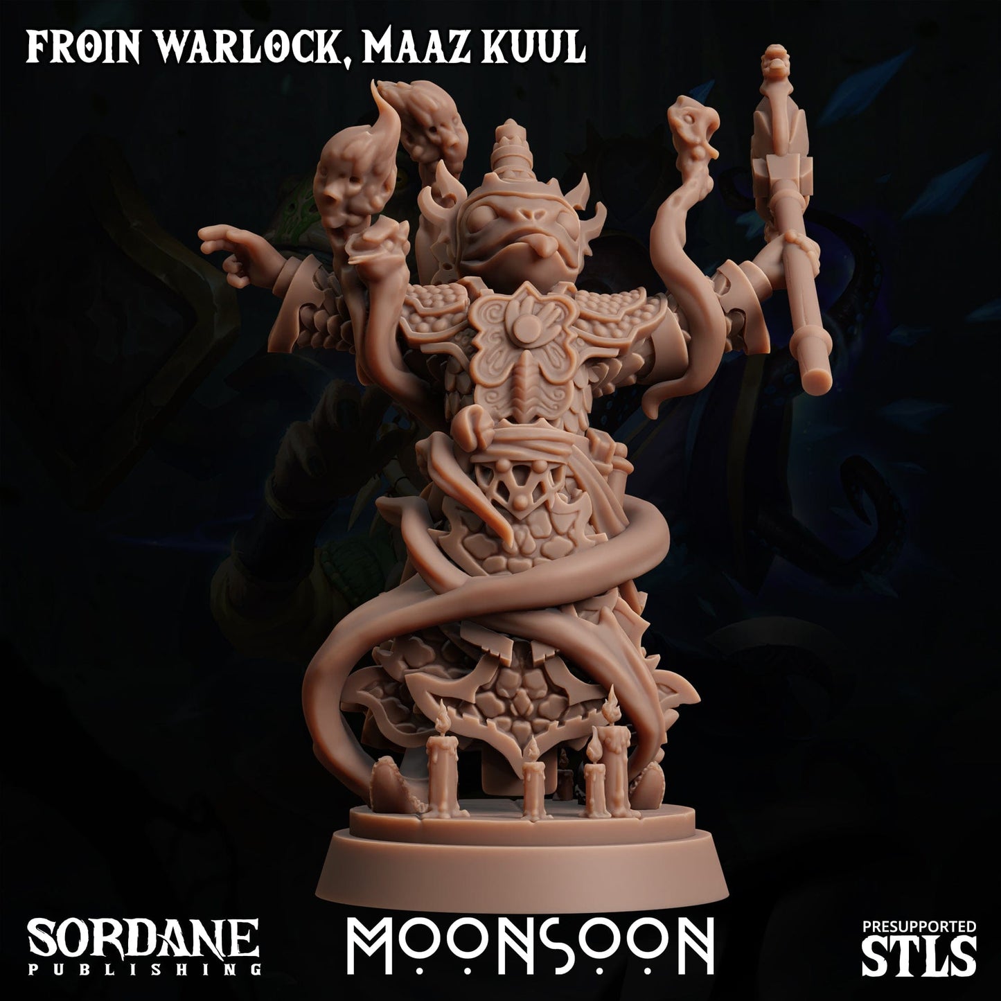 3D Printed Sordane Publishing Froin Warlock Maaz Kuul Moonsoon 28 32mm D&D - 3D Printing Boss