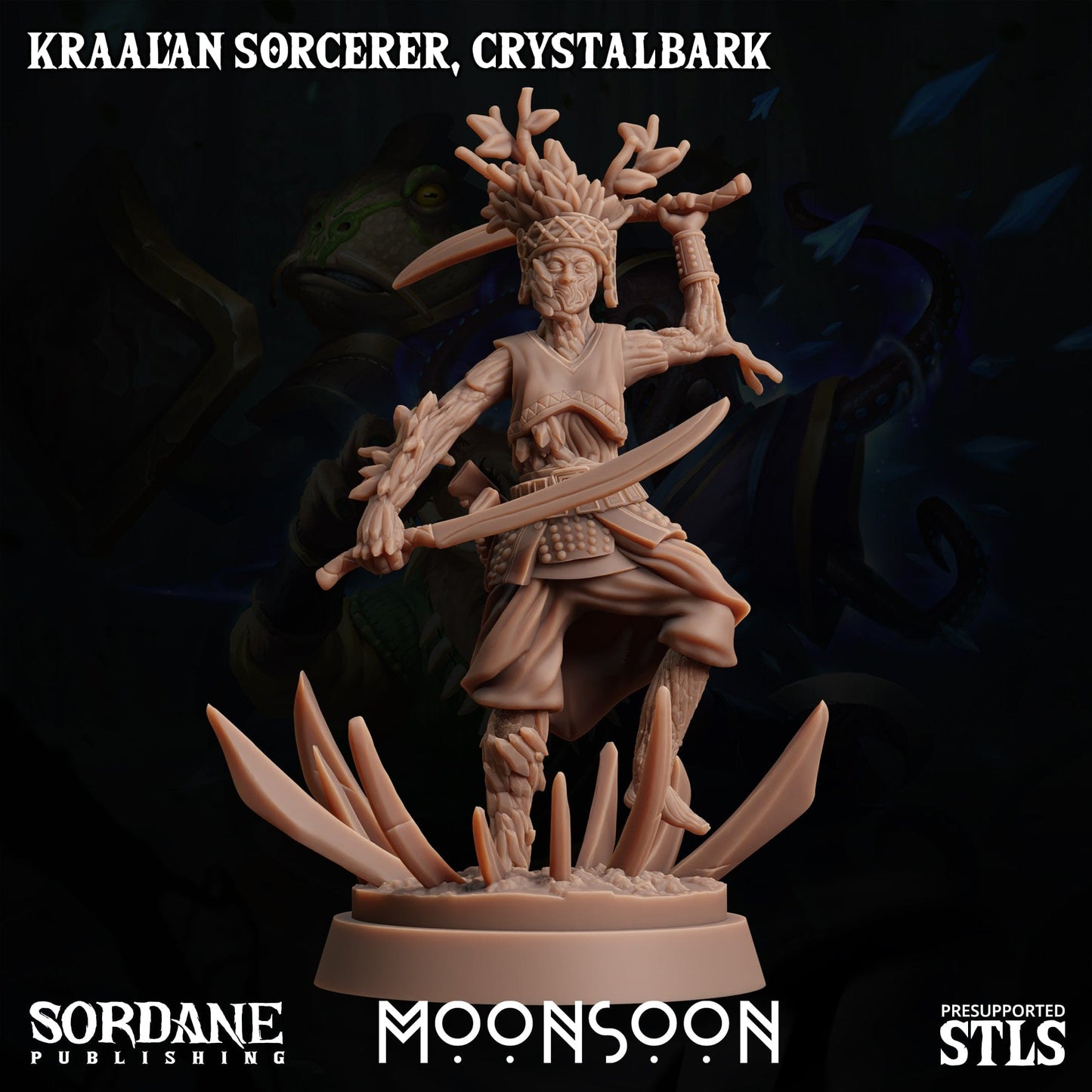 3D Printed Sordane Publishing Kraal'an Sorcerer Crystalbark Moonsoon 28 32mm D&D - 3D Printing Boss