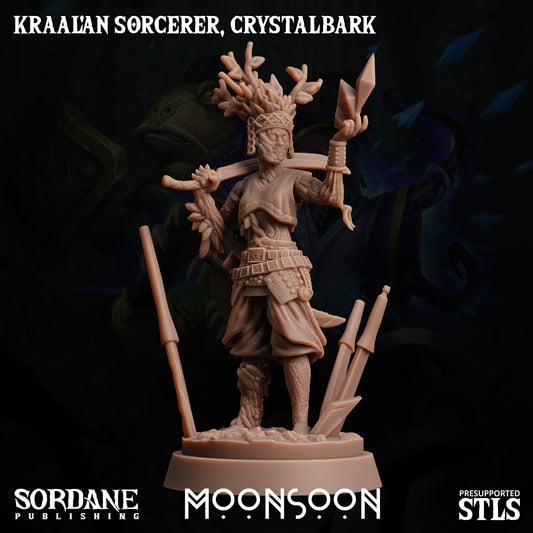 3D Printed Sordane Publishing Kraal'an Sorcerer Crystalbark Moonsoon 28 32mm D&D - 3D Printing Boss