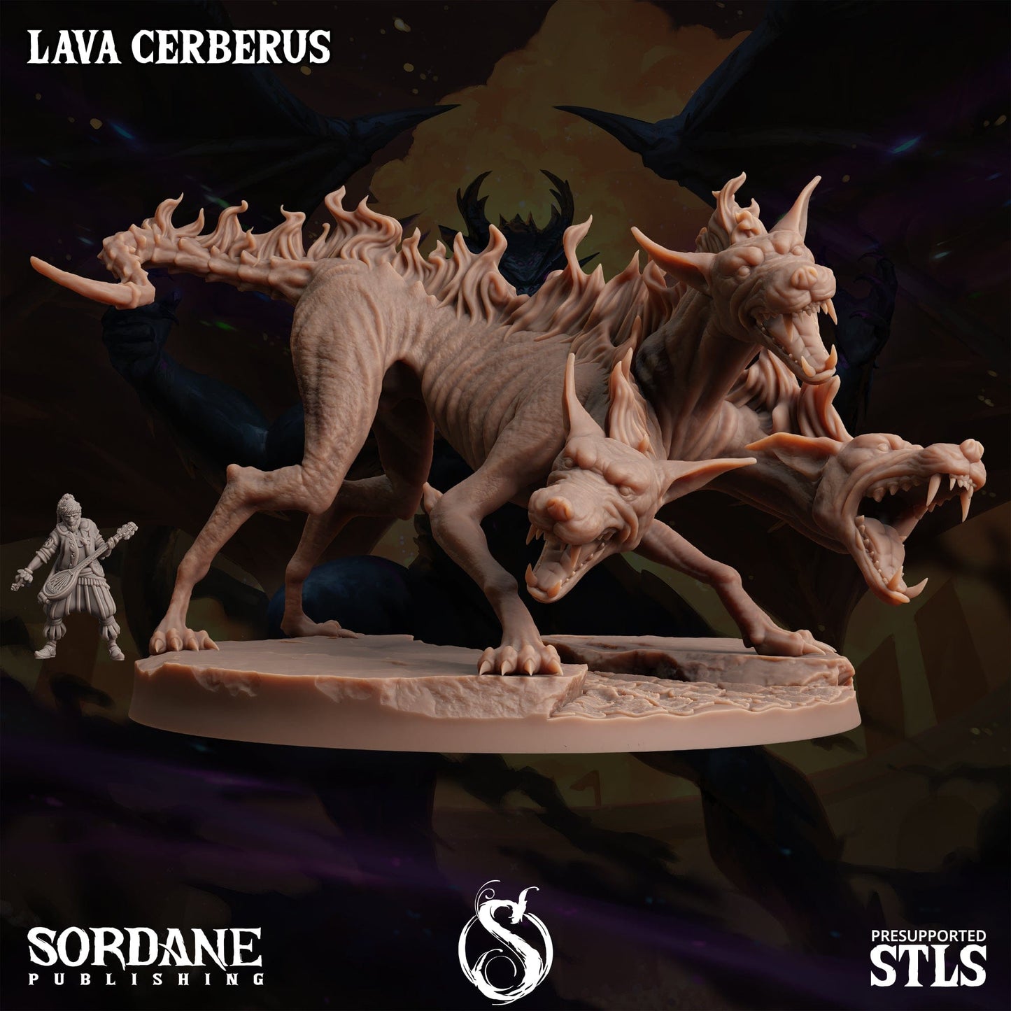 3D Printed Sordane Publishing Lava Cerberus Monster Mayhem II 28 32mm D&D - 3D Printing Boss