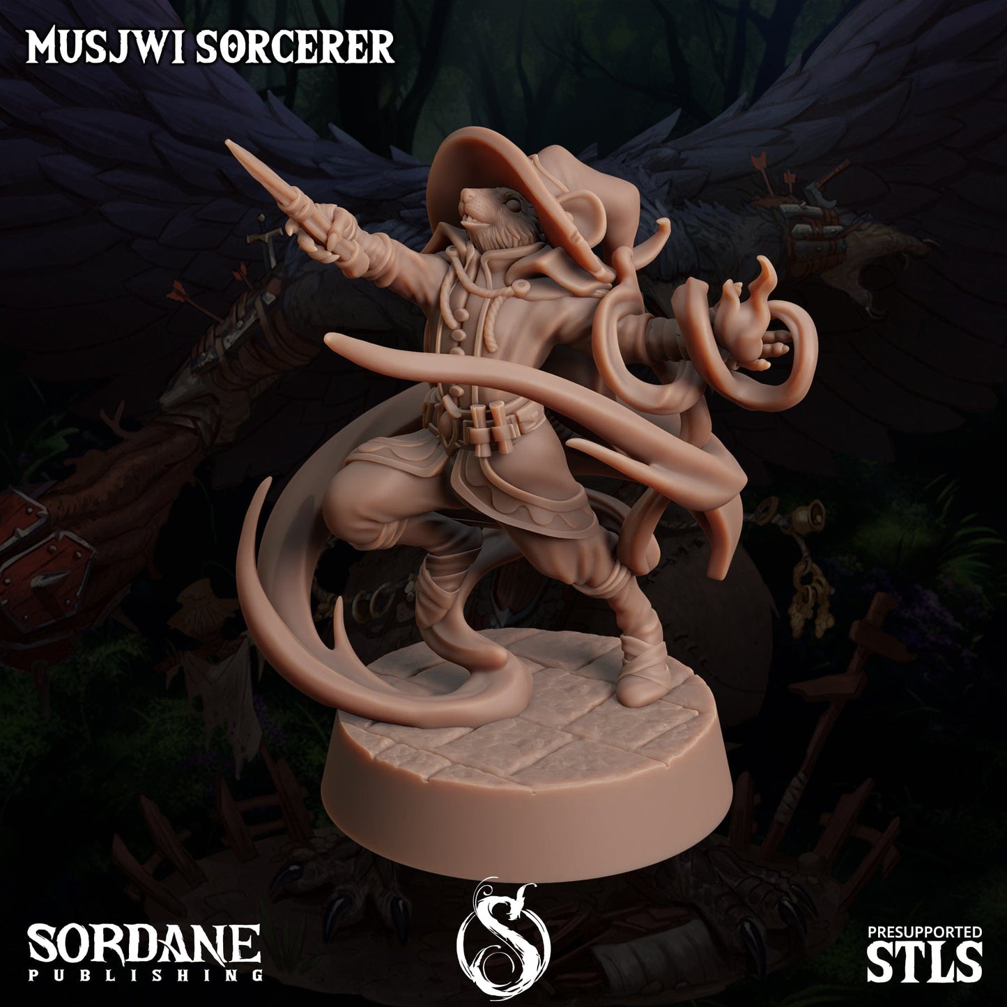 3D Printed Sordane Publishing Musjwi Sorcerer Burrows Below 28 32mm D&D - 3D Printing Boss