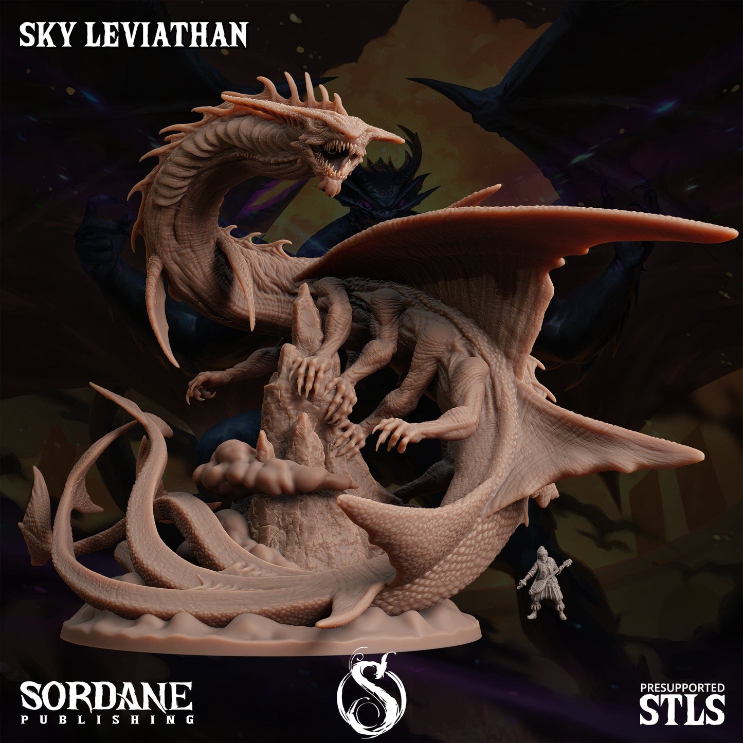 3D Printed Sordane Publishing Sky Leviathan Monster Mayhem II 28 32mm D&D - 3D Printing Boss