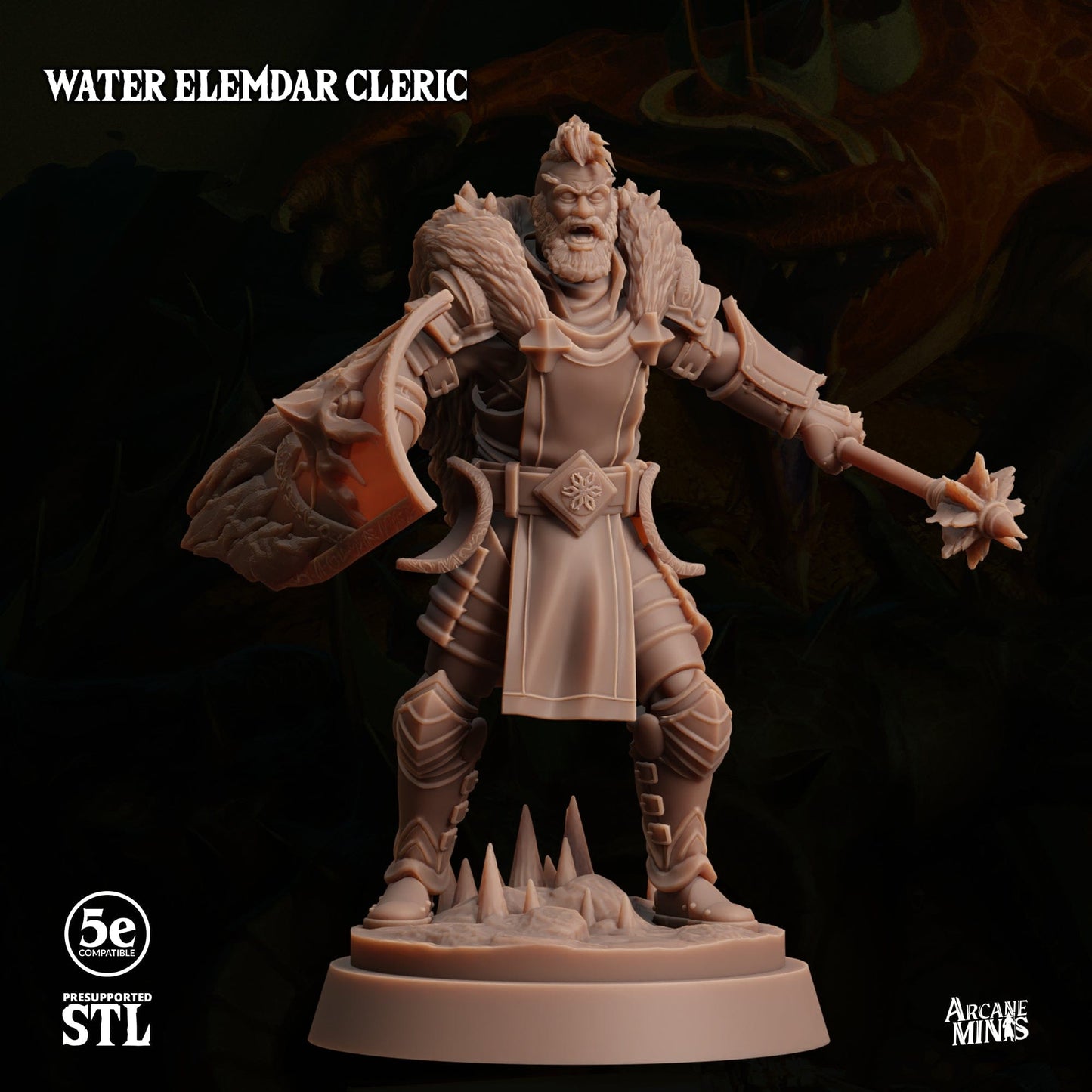 3D Printed Sordane Publishing Water Elemdar Cleric 28 32mm D&D - 3D Printing Boss