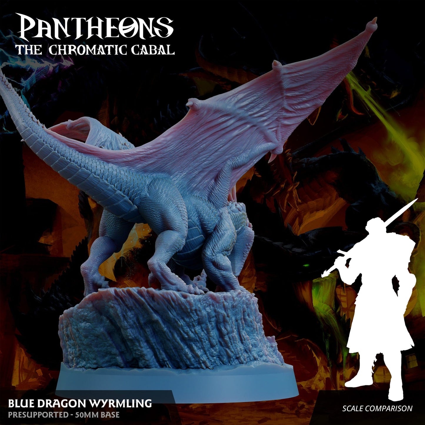3D Printed Sordane Publishing Wyrmling Blue Dragon Pantheons - The Chromatic Cabal 28 32mm D&D - 3D Printing Boss
