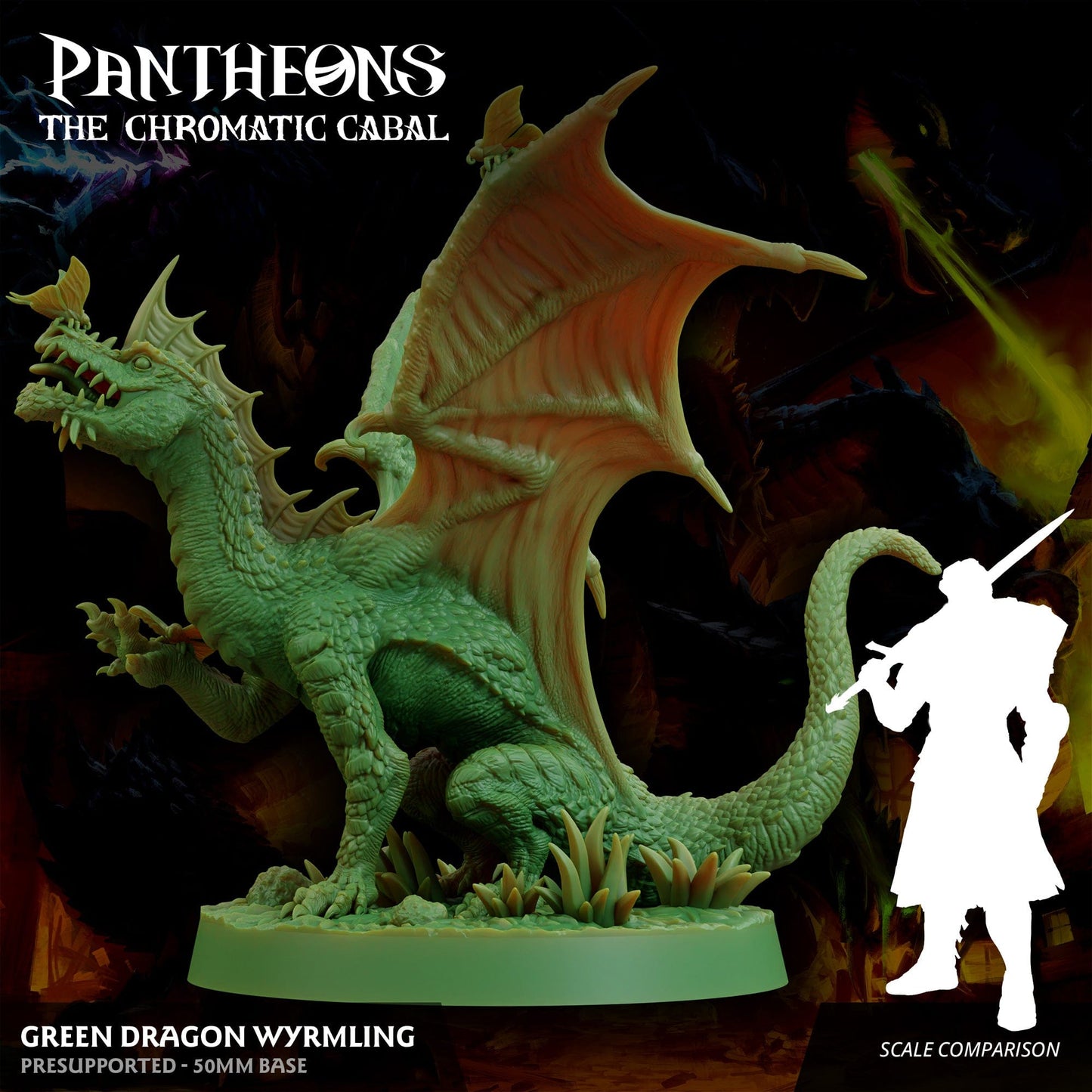 3D Printed Sordane Publishing Wyrmling Green Dragon Pantheons - The Chromatic Cabal 28 32mm D&D - 3D Printing Boss