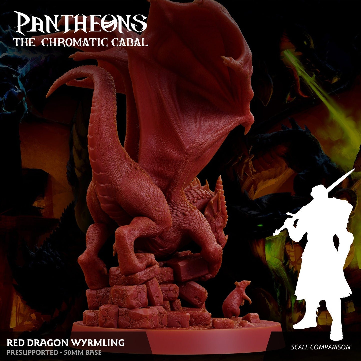 3D Printed Sordane Publishing Wyrmling Red Dragon Pantheons - The Chromatic Cabal 28 32mm D&D - 3D Printing Boss