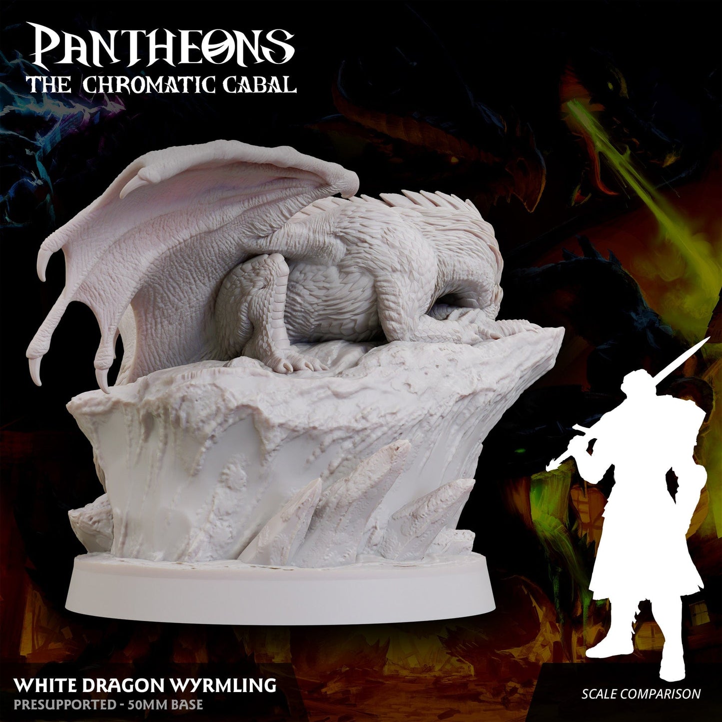 3D Printed Sordane Publishing Wyrmling White Dragon Pantheons - The Chromatic Cabal 28 32mm D&D - 3D Printing Boss