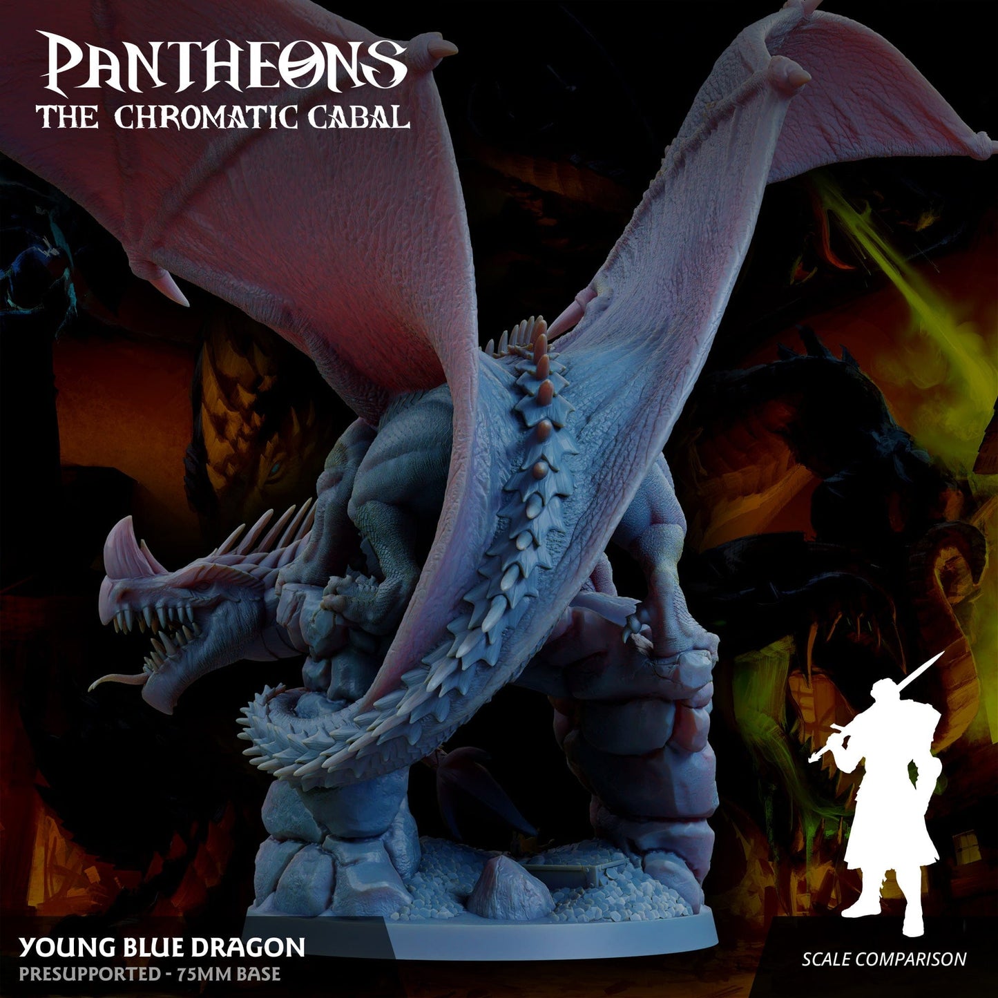 3D Printed Sordane Publishing Young Blue Dragon Pantheons The Chromatic Cabal 28 32mm D&D - 3D Printing Boss