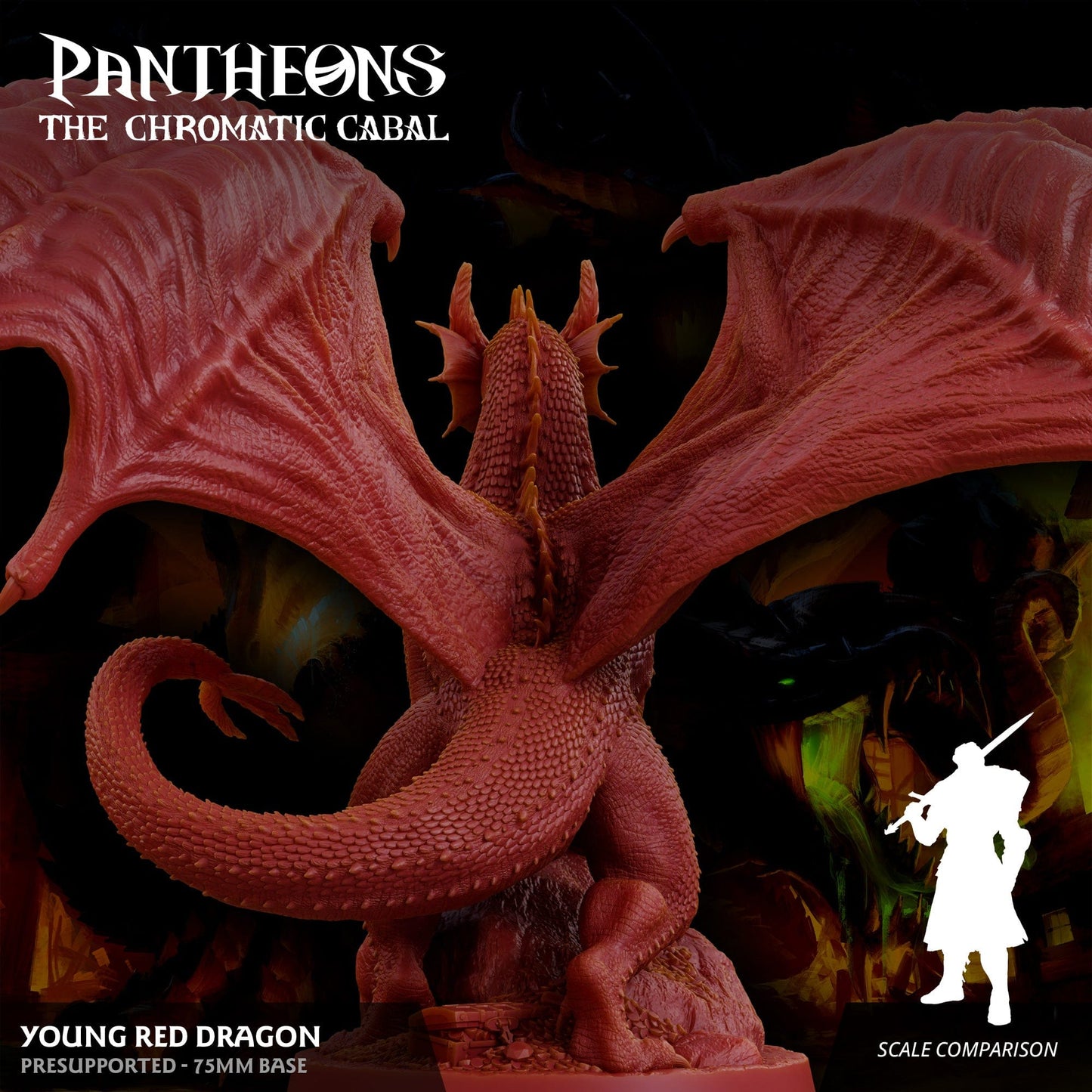 3D Printed Sordane Publishing Young Red Dragon Pantheons The Chromatic Cabal 28 32mm D&D - 3D Printing Boss