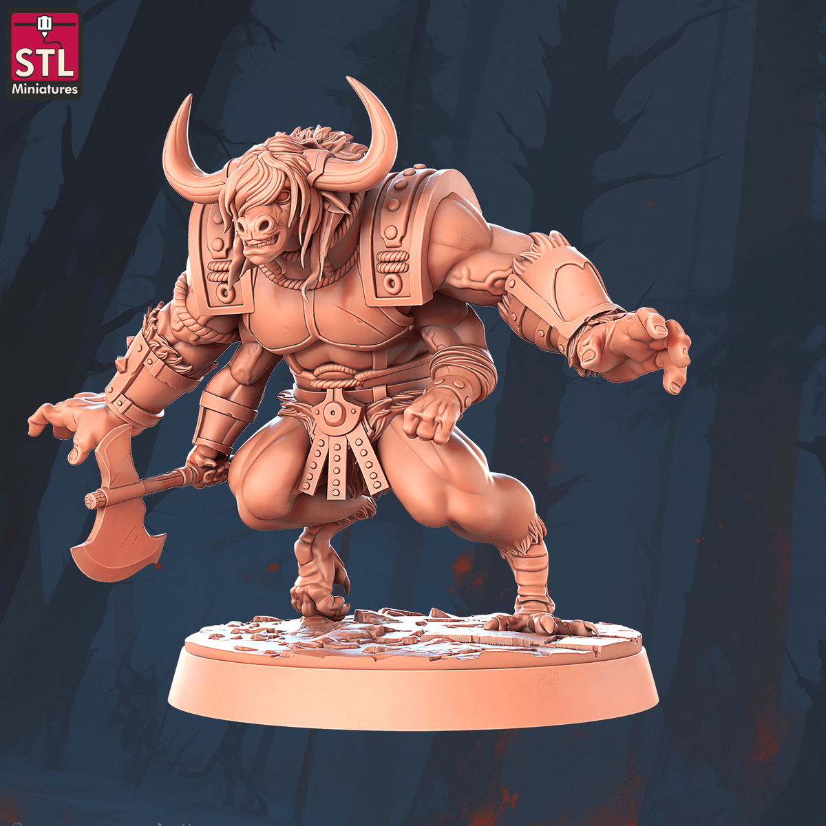 Charming Terrain 3D printed terrain (28mm) R56 Minotaur # 1 3D Printed STL Miniatures Minotaur 28 - 32mm War Gaming D&D