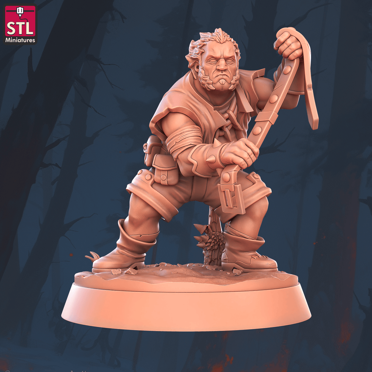 Charming Terrain 3D printed terrain (28mm) r60 crocodile handler a 1 3D Printed STL Minatures Crocodile Handler 28mm 32mm