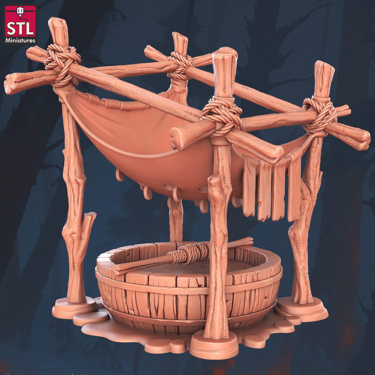 Charming Terrain 3D printed terrain (28mm) r60 falconry ladyhawke barrel with canopy 3D Printed STL Minatures Falconry Ladyhawke 28mm 32mm