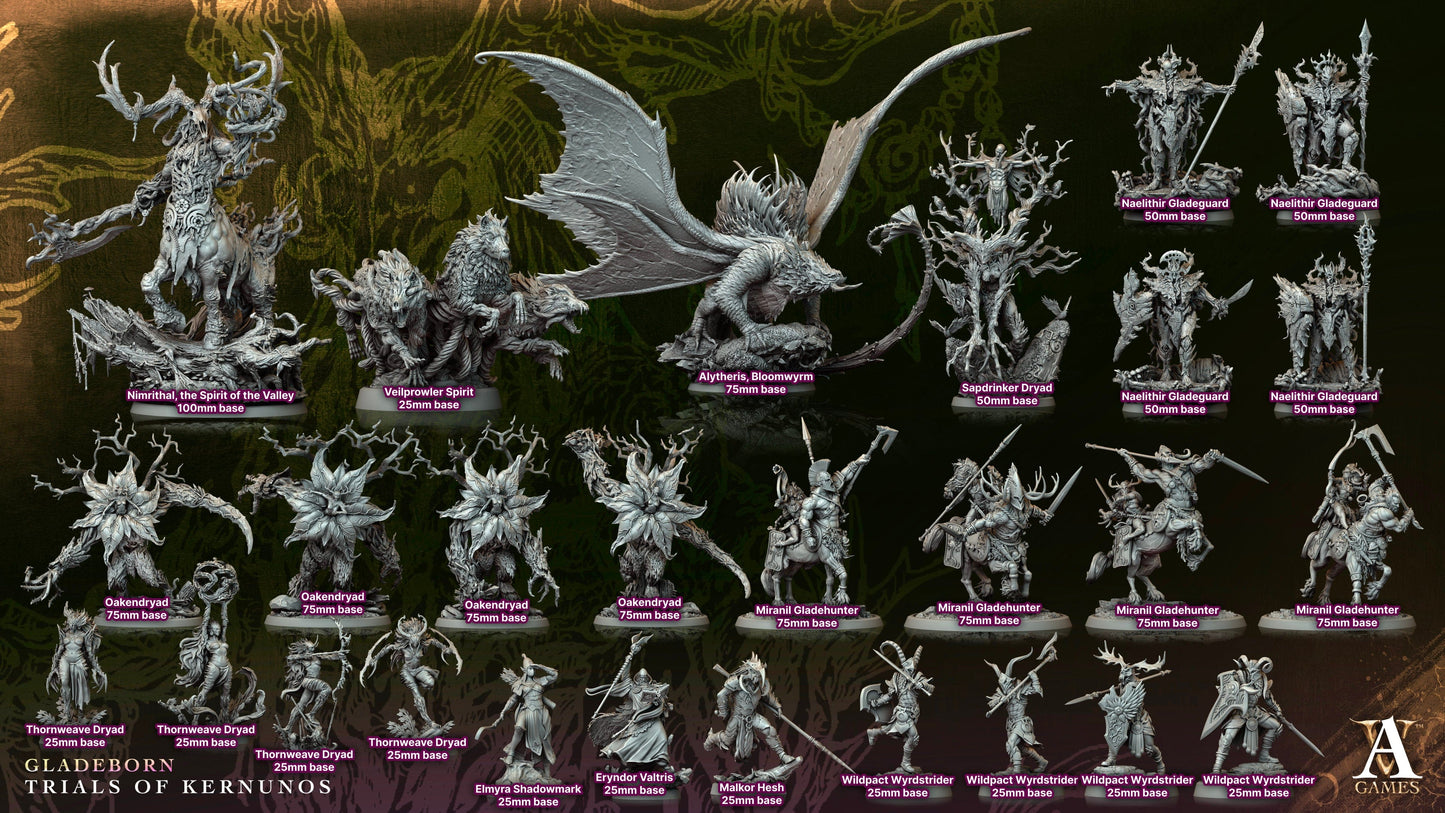 3D Printed Archvillain Games Wildpact Wyrdstrider Gladeborn - Trials of Kernunos 28 32mm D&D - 3D Printing Boss