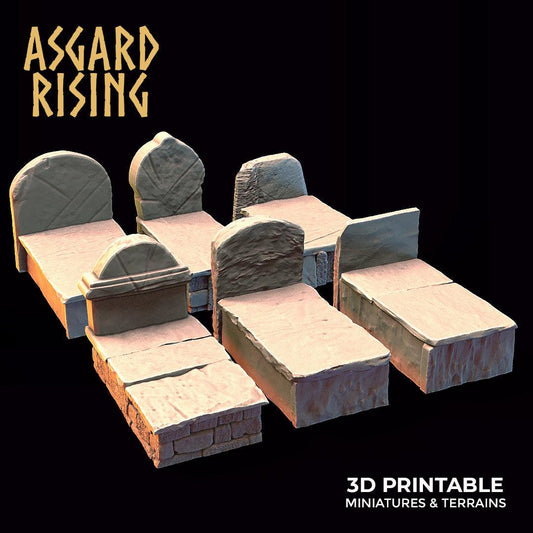 3D Printed Asgard Rising Cemetery Graves Set 28mm-32mm Ragnarok D&D - 3D Printing Boss