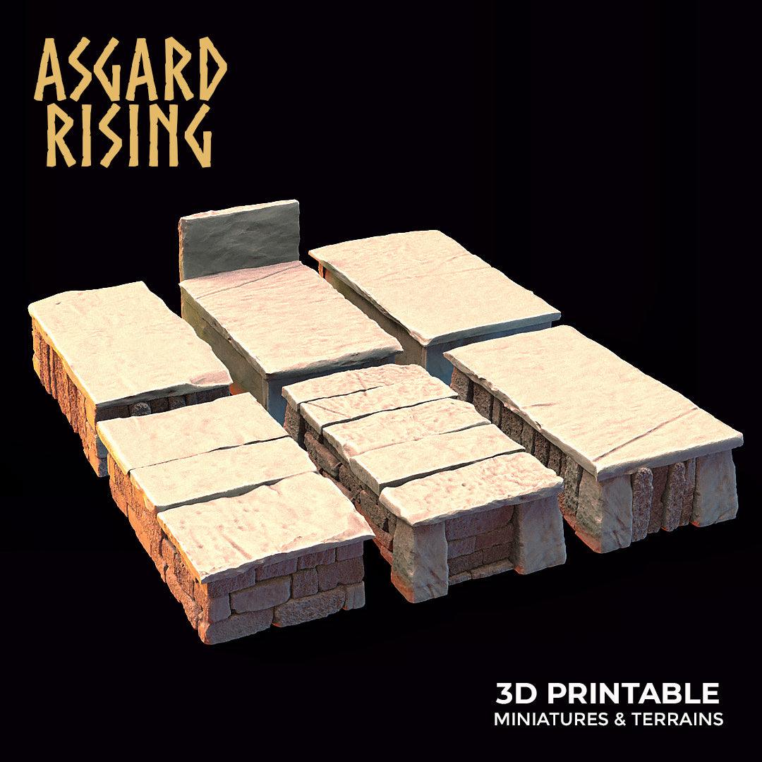 3D Printed Asgard Rising Cemetery Graves Set 28mm-32mm Ragnarok D&D - 3D Printing Boss