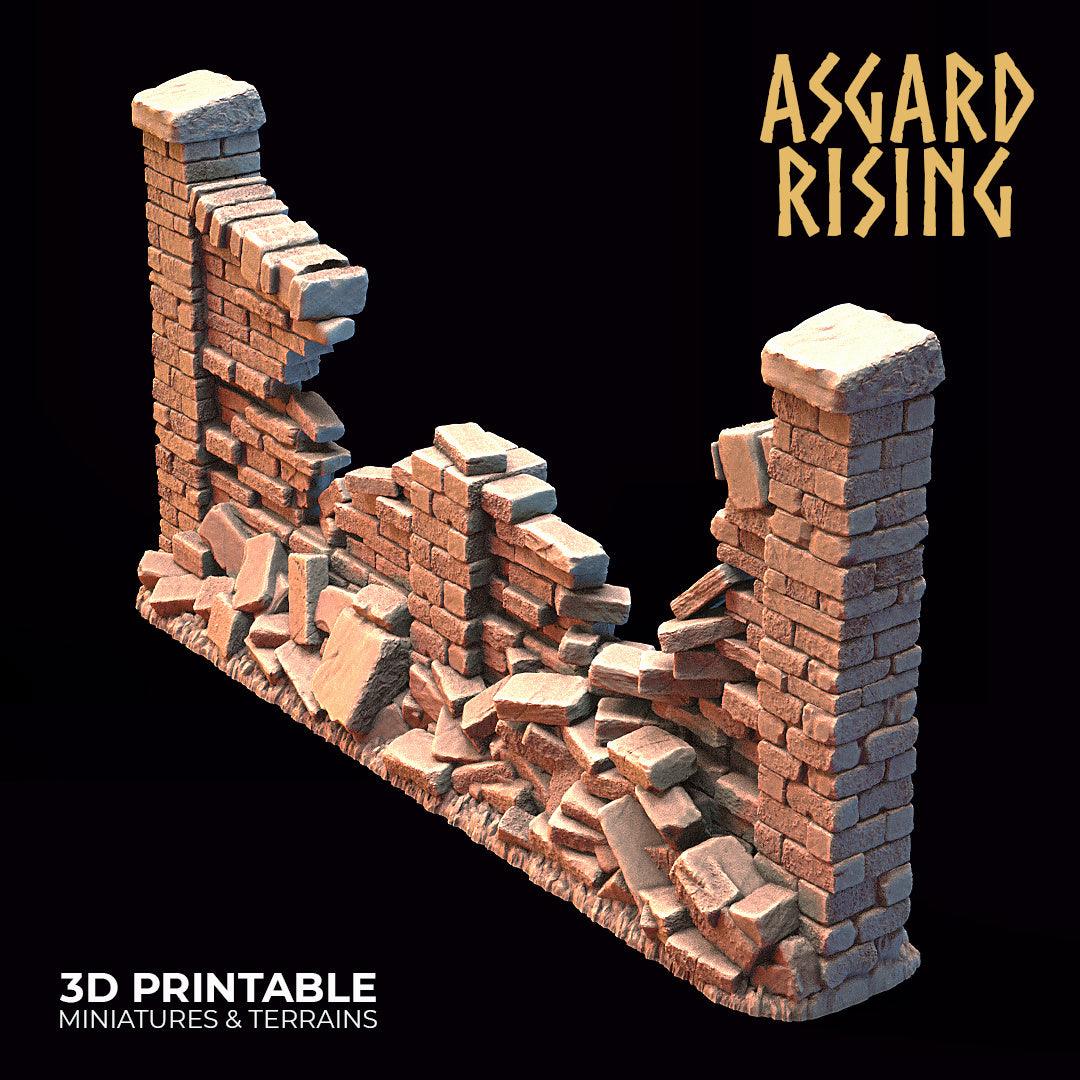 3D Printed Asgard Rising Cemetery Stone Wall Gate Set A 28mm-32mm Ragnarok D&D - 3D Printing Boss