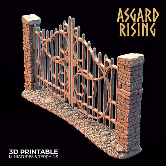 3D Printed Asgard Rising Cemetery Stone Wall Gate Set A 28mm-32mm Ragnarok D&D - 3D Printing Boss