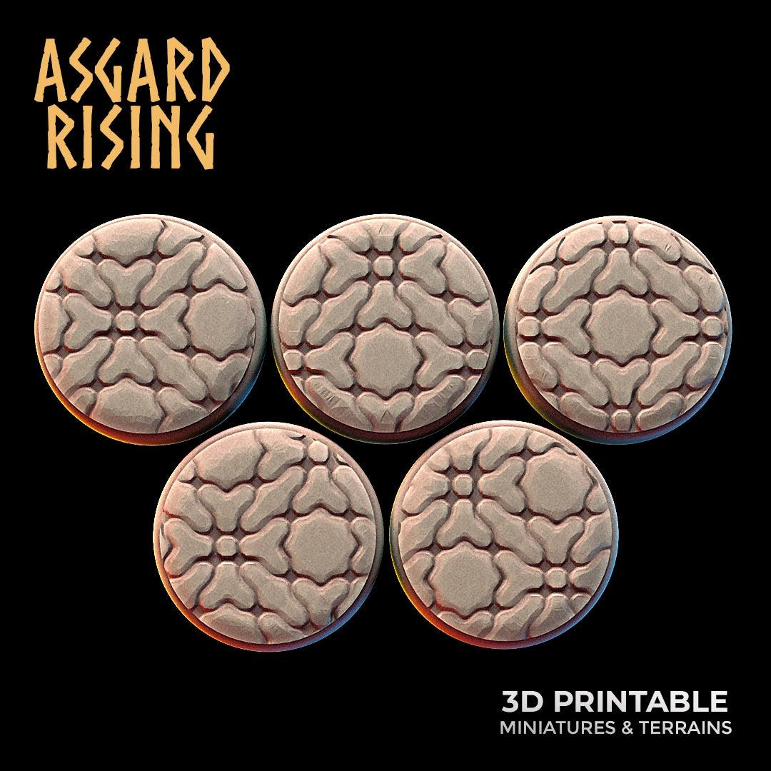 3D Printed Asgard Rising Cobblestone Round Base Set 25 28 32 35mm D&D - 3D Printing Boss