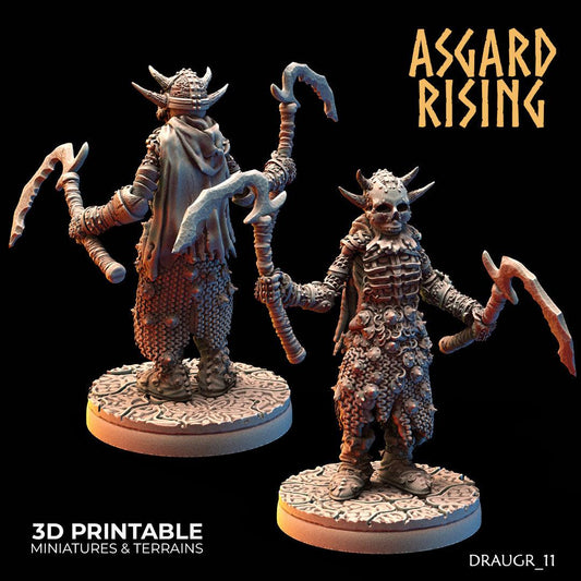 3D Printed Asgard Rising Draugr Barrow Guards Modular Set A 28 32 mm Wargaming DnD - 3D Printing Boss