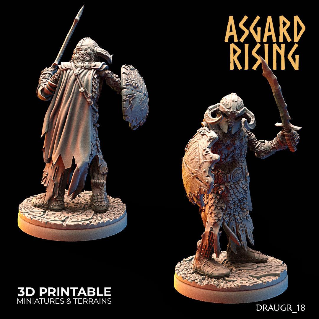 3D Printed Asgard Rising Draugr Barrow Guards Modular Set B 28 32 mm Wargaming DnD - 3D Printing Boss