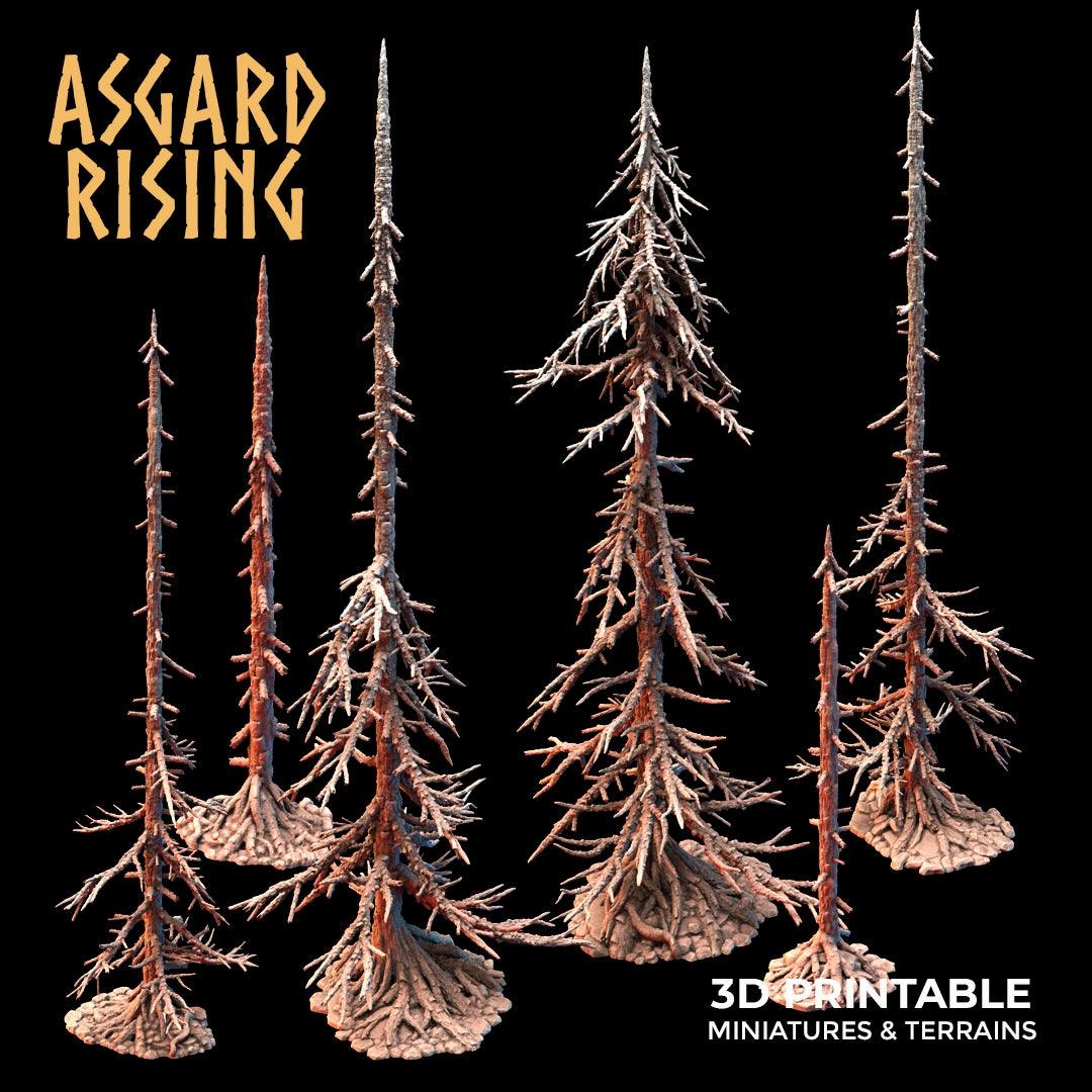 3D Printed Asgard Rising Dry Conifers Spruce Modular Forest Set 28mm 32mm D&D - 3D Printing Boss