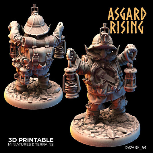 3D Printed Asgard Rising Dwarf Dwarven Miners Set 4 28mm - 32mm - 3D Printing Boss