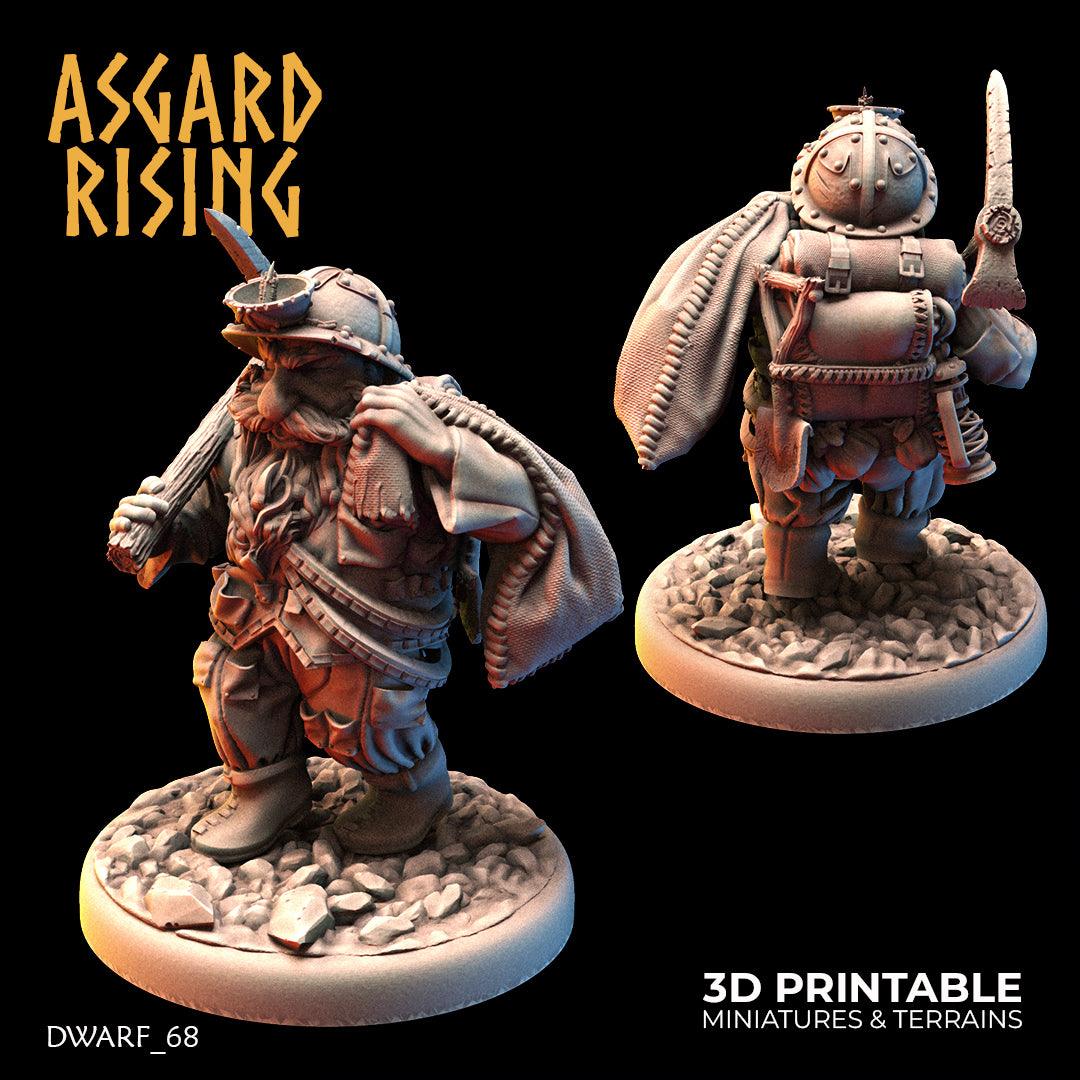 3D Printed Asgard Rising Dwarf Dwarven Miners Set 4 28mm - 32mm - 3D Printing Boss