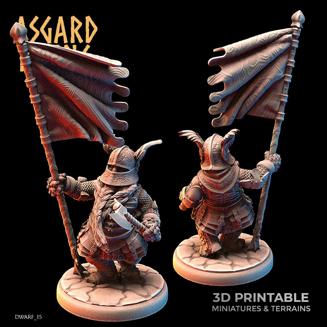 3D Printed Asgard Rising Dwarf Full Plate Shield and Banner Set 28mm - 32mm - 3D Printing Boss