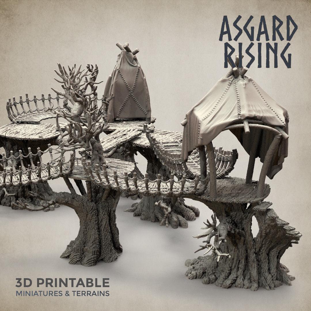 3D Printed Asgard Rising Forest Village Modular Set 32mm Ragnarok D&D - 3D Printing Boss
