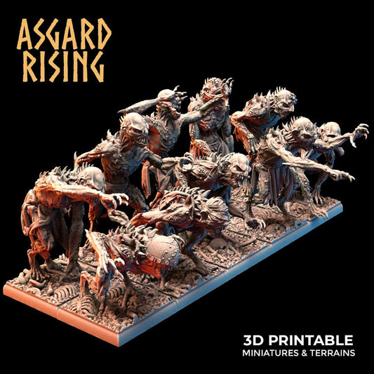 3D Printed Asgard Rising Ghouls Undead Set Round or Square Base 28mm - 32mm - 3D Printing Boss