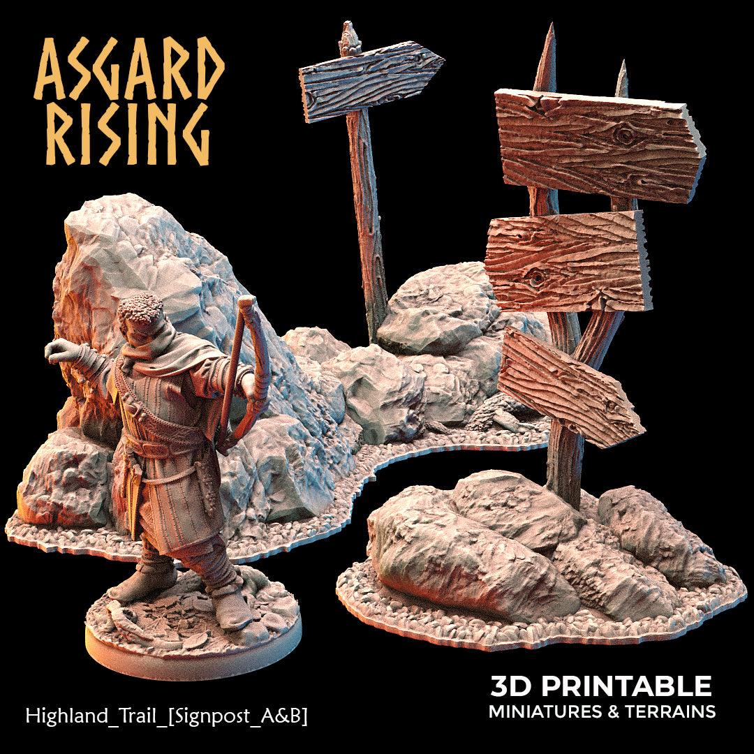 3D Printed Asgard Rising Highland Trail Terrain Set 28 32 mm Wargaming DnD - 3D Printing Boss