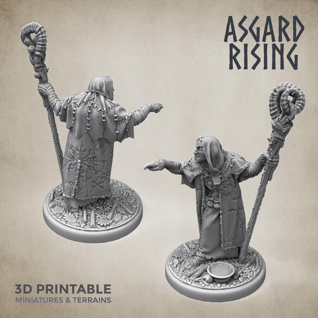 3D Printed Asgard Rising Hofgothi Shaman Seer Wizard | 32mm D&D - 3D Printing Boss