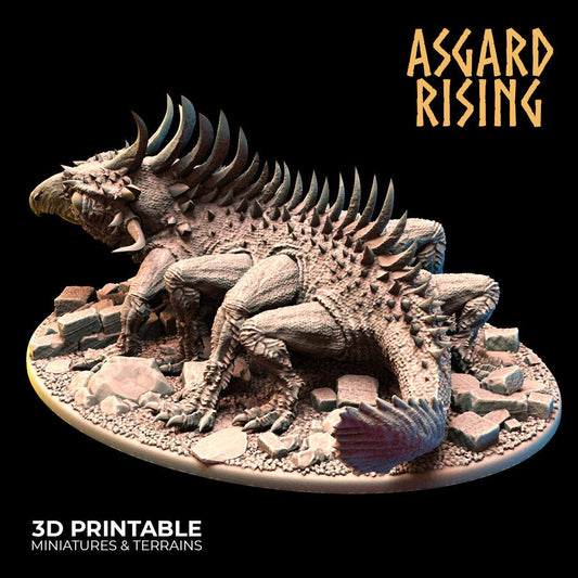 3D Printed Asgard Rising King of Serpents - Basilisk 32mm D&D - 3D Printing Boss