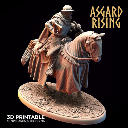 3D Printed Asgard Rising Medieval Heavy Calvary Trumpeter 32mm Ragnarok D&D - 3D Printing Boss