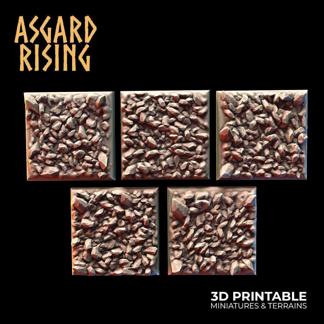 3D Printed Asgard Rising Miner Rubble Round Square Set 25 28 32 35mm D&D - 3D Printing Boss