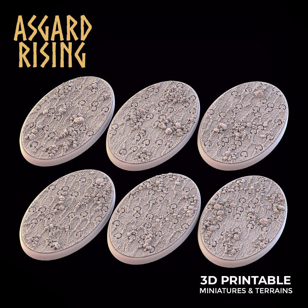 3D Printed Asgard Rising Mud Dirt Oval Base Set 35x60mm - 32mm D&D - 3D Printing Boss