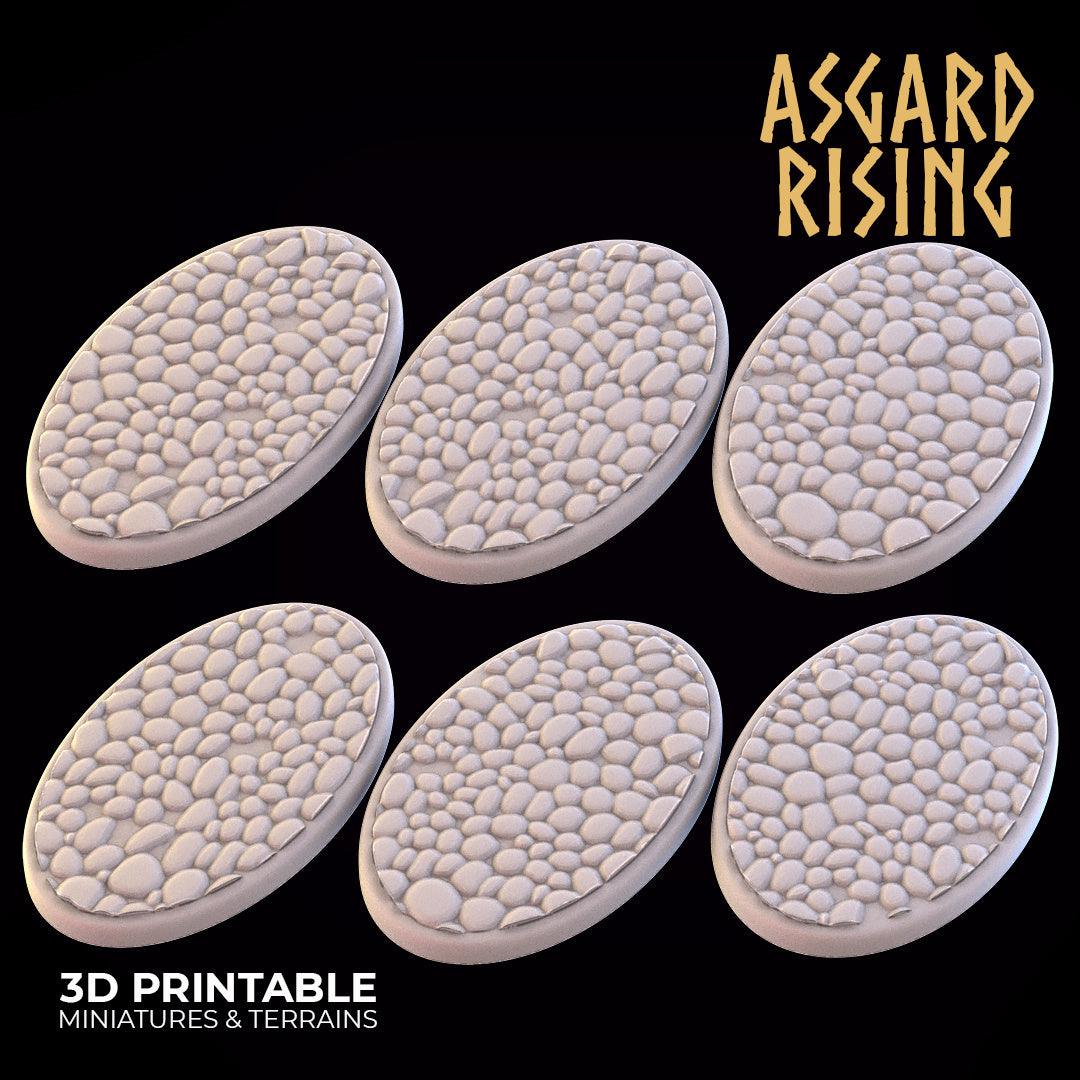 3D Printed Asgard Rising Pavement Oval Base Set 35x60mm - 32mm D&D - 3D Printing Boss