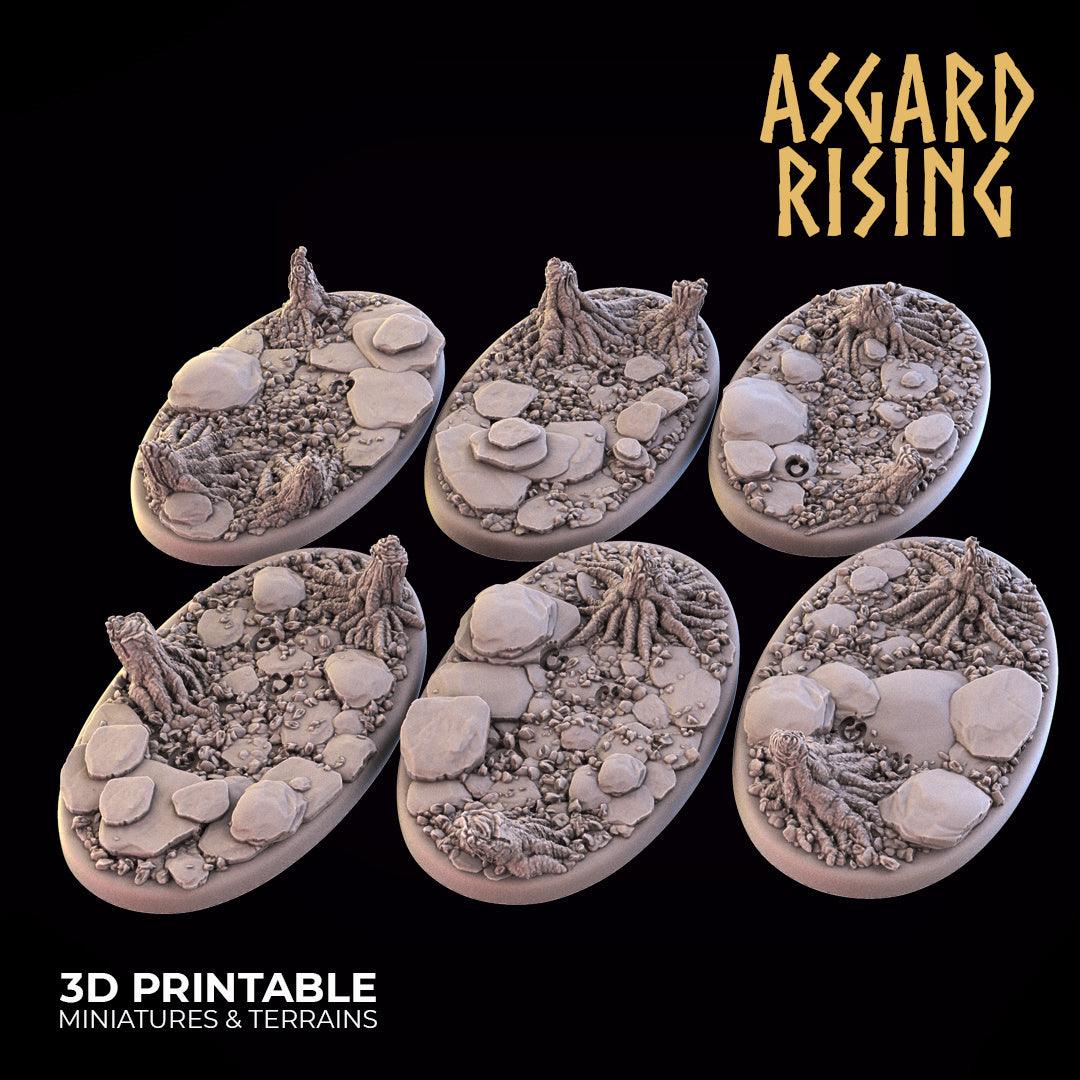 3D Printed Asgard Rising Roadside Oval Base Set 75x42mm - 32mm D&D - 3D Printing Boss