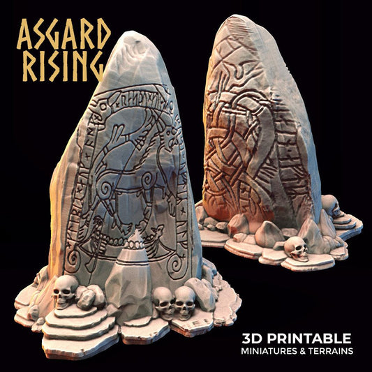 3D Printed Asgard Rising Rune Stones Set 28mm - 32mm Ragnarok D&D - 3D Printing Boss