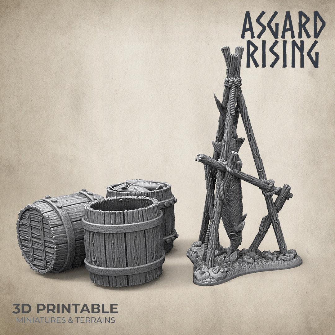 3D Printed Asgard Rising Smoked Sturgeon and Modular Barrels 32mm D&D - 3D Printing Boss