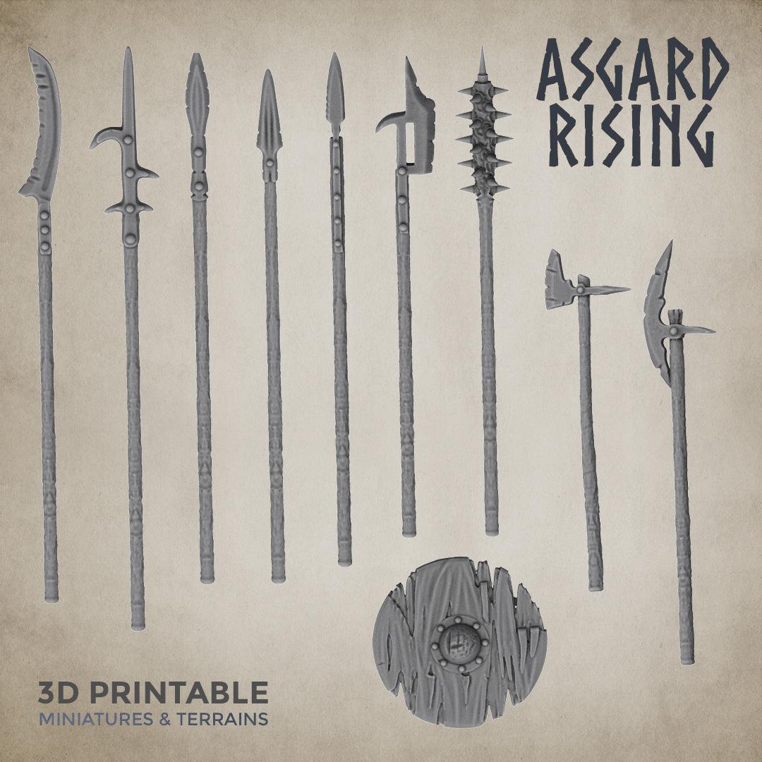 3D Printed Asgard Rising Spear Weapon Set 7 - 32mm D&D - 3D Printing Boss
