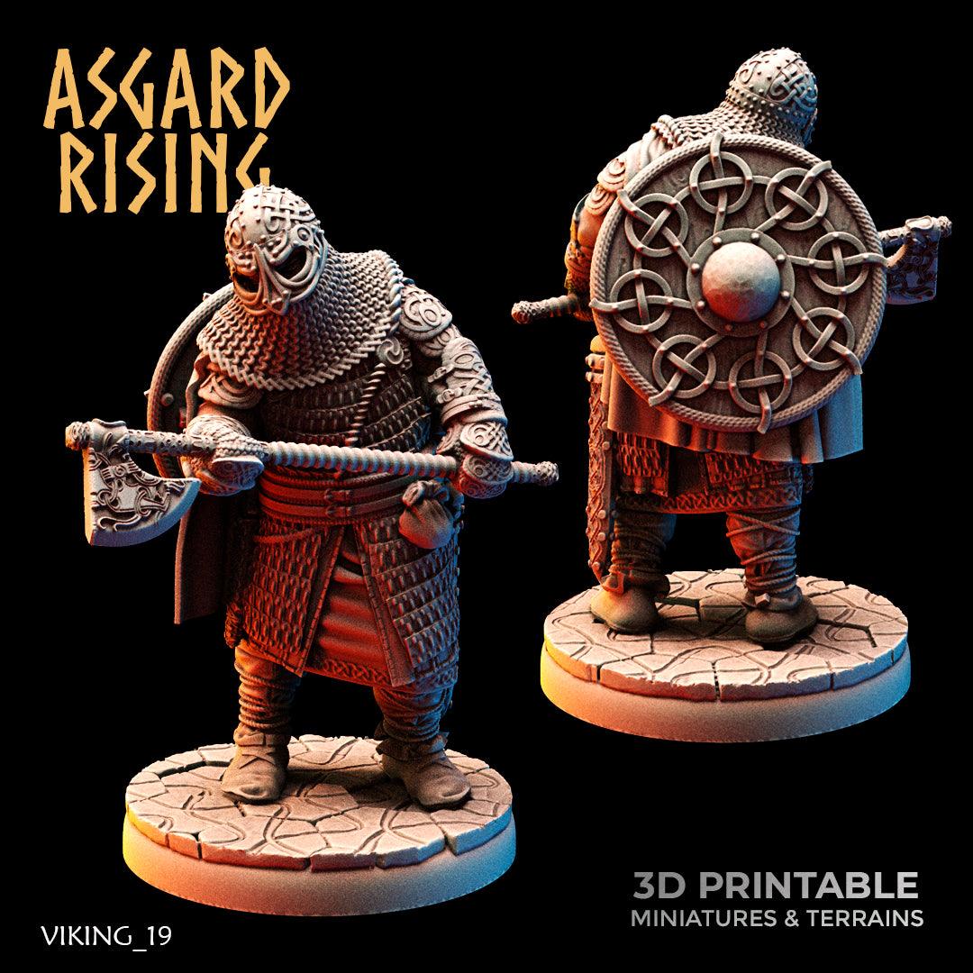 3D Printed Asgard Rising Viking Hersir with Guardsmen 28 32mm Wargaming DnD - 3D Printing Boss
